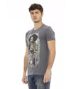 Short Sleeve T-shirt with Round Neck and Front Print L Men