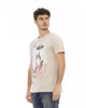 Front Print Short Sleeve T-shirt with Round Neck L Men