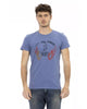 Short Sleeve T-shirt with Round Neck and Front Print L Men