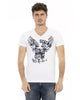 Short Sleeve T-shirt with V-neck and Front Print XL Men