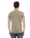 Short Sleeve T-shirt with V-neck and Front Print L Men