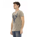 Short Sleeve T-shirt with V-neck and Front Print XL Men