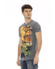 Short Sleeve T-Shirt with Round Neck and Front Print M Men