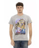 Short Sleeve T-shirt with Round Neck and Front Print XL Men