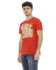 Front Print Short Sleeve T-shirt with Round Neck M Men