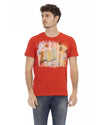 Front Print Short Sleeve T-shirt with Round Neck XL Men