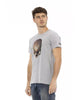 Round Neck Short Sleeve T-shirt with Front Print 2XL Men