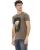 Short Sleeve Round Neck T-shirt with Front Print 2XL Men