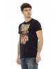 Front Print Short Sleeve T-shirt with Round Neck M Men