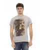 Short Sleeve T-shirt with Round Neck and Front Print XL Men