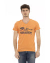 V-Neck Short Sleeve T-shirt with Front Print M Men