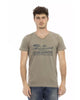 Short Sleeve V-Neck T-Shirt with Front Print 2XL Men