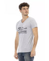 Short Sleeve V-Neck T-Shirt with Front Print M Men