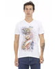 Short Sleeve T-shirt with V-neck and Front Print M Men