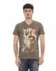 Short Sleeve V-Neck T-shirt with Front Print 3XL Men