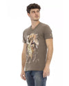 Short Sleeve V-Neck T-shirt with Front Print M Men