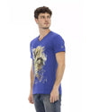 Short Sleeve V-Neck T-shirt with Front Print M Men