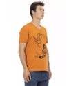 Short Sleeve V-Neck T-Shirt with Front Print 3XL Men