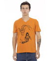 Short Sleeve V-Neck T-Shirt with Front Print 2XL Men