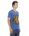 Short Sleeve T-shirt with V-neck and Front Print XL Men