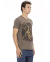 Short Sleeve V-Neck T-Shirt with Front Print XL Men