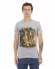 Short Sleeve V-Neck T-shirt with Front Print L Men