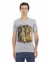 Short Sleeve V-Neck T-shirt with Front Print XL Men