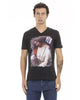 Short Sleeve T-shirt with V-neck and Front Print XL Men