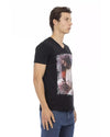 V-neck Short Sleeve T-shirt with Front Print XL Men