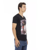 V-neck Short Sleeve T-shirt with Front Print 2XL Men