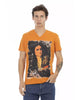 Short Sleeve V-Neck T-Shirt with Front Print L Men