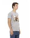 Short Sleeve T-shirt with V-neck and Front Print M Men