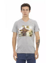 Short Sleeve T-shirt with V-neck and Front Print XL Men