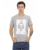 Short Sleeve T-shirt with V-neck and Front Print 2XL Men