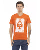 Short Sleeve T-shirt with V-neck and Front Print L Men