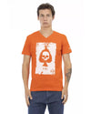 Short Sleeve T-shirt with V-neck and Front Print M Men