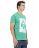 Front Print V-Neck Short Sleeve T-Shirt L Men