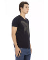 Short Sleeve T-shirt with V-neck and Front Print L Men