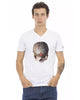 Short Sleeve T-shirt With V-neck. Front Print. L Men