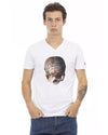 Short Sleeve T-shirt With V-neck. Front Print. 2XL Men