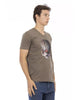 Short Sleeve V-neck T-shirt with Front Print 2XL Men