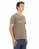 Short Sleeve T-shirt with V-neck and Front Print L Men