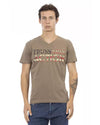 Short Sleeve T-shirt with V-neck and Front Print XL Men