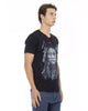 Short Sleeve T-shirt with V-neck and Front Print XL Men