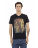 Short Sleeve V-Neck T-Shirt with Front Print XL Men