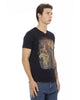 Short Sleeve V-Neck T-Shirt with Front Print XL Men