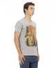 Front Print Short Sleeve V-Neck T-Shirt L Men