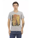 Front Print Short Sleeve V-Neck T-Shirt M Men