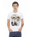 Short Sleeve V-Neck T-Shirt with Front Print L Men