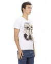 Short Sleeve V-Neck T-Shirt with Front Print 2XL Men